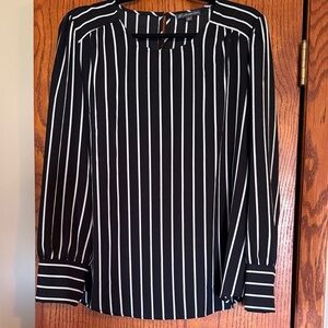 Adrianna Papell Black and White Striped Blouse